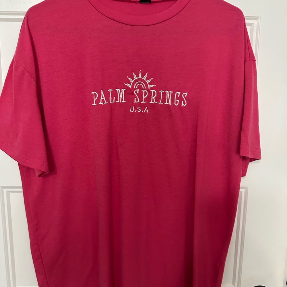 SHEIN Hot Pink Palm Springs Graphic Tee